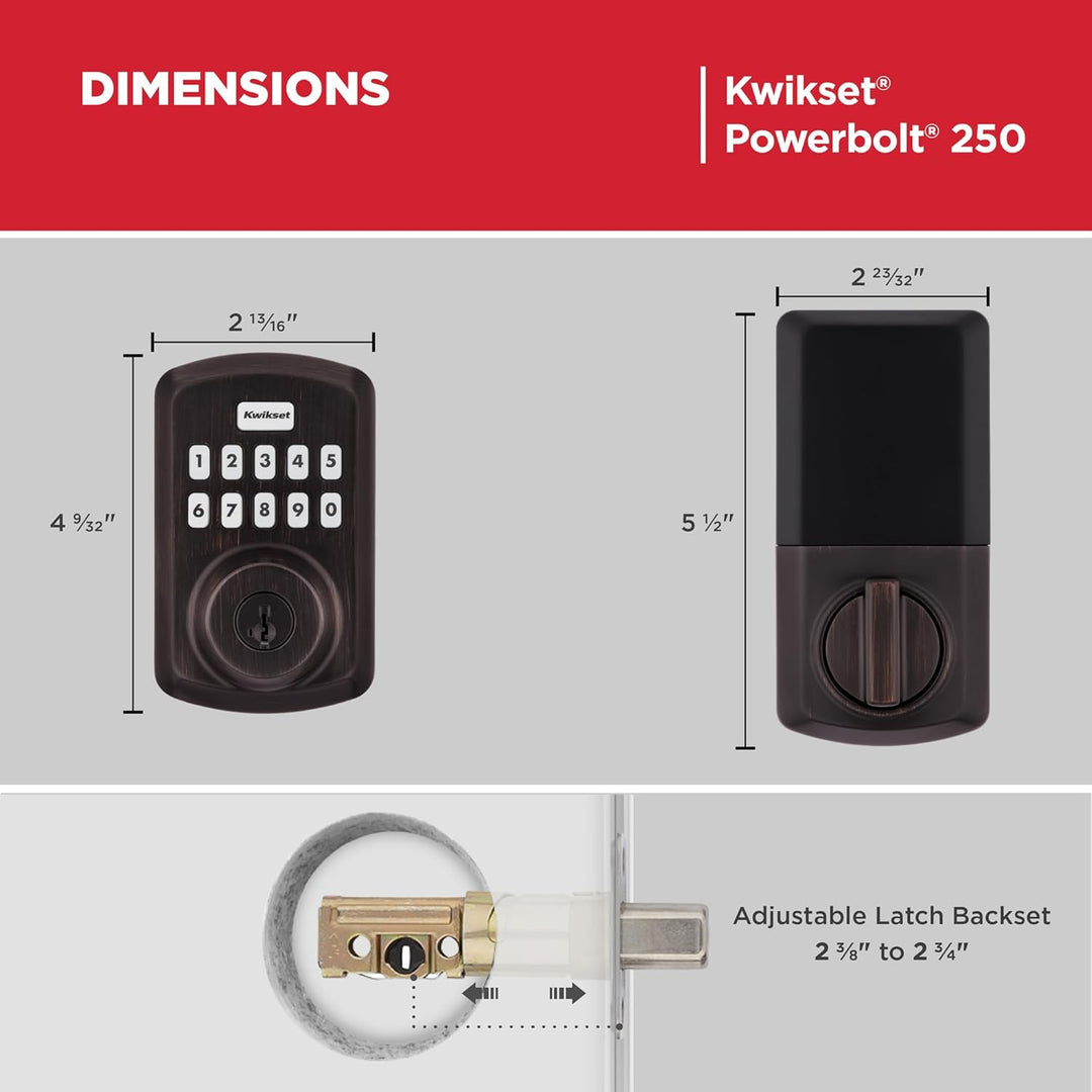 Kwikset Powerbolt 250 - Cerradura electrónica de transición con tec...