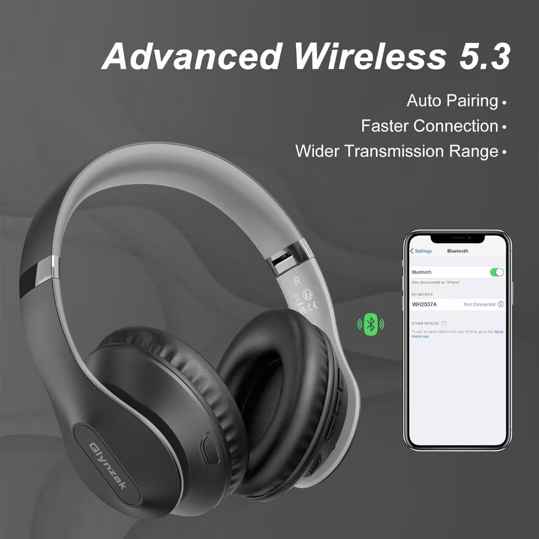 Glynzak Auriculares Bluetooth Inalámbricos Sobre La Oreja 65H Tiemp...