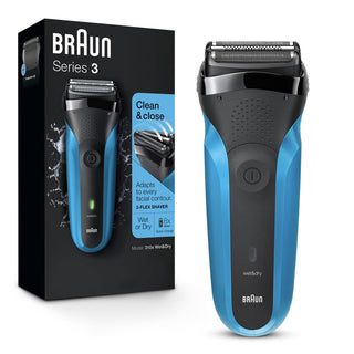 Afeitadora eléctrica en seco o húmedo Braun Series 3 310s, para hombres / afeitadora eléctrica recargable, color azul