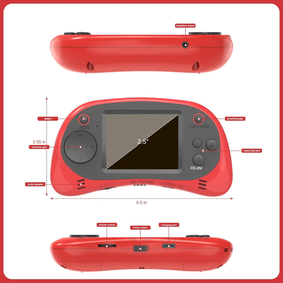 Juegos de mano para niños, videojuego retro de 16 bits con 220 jueg...