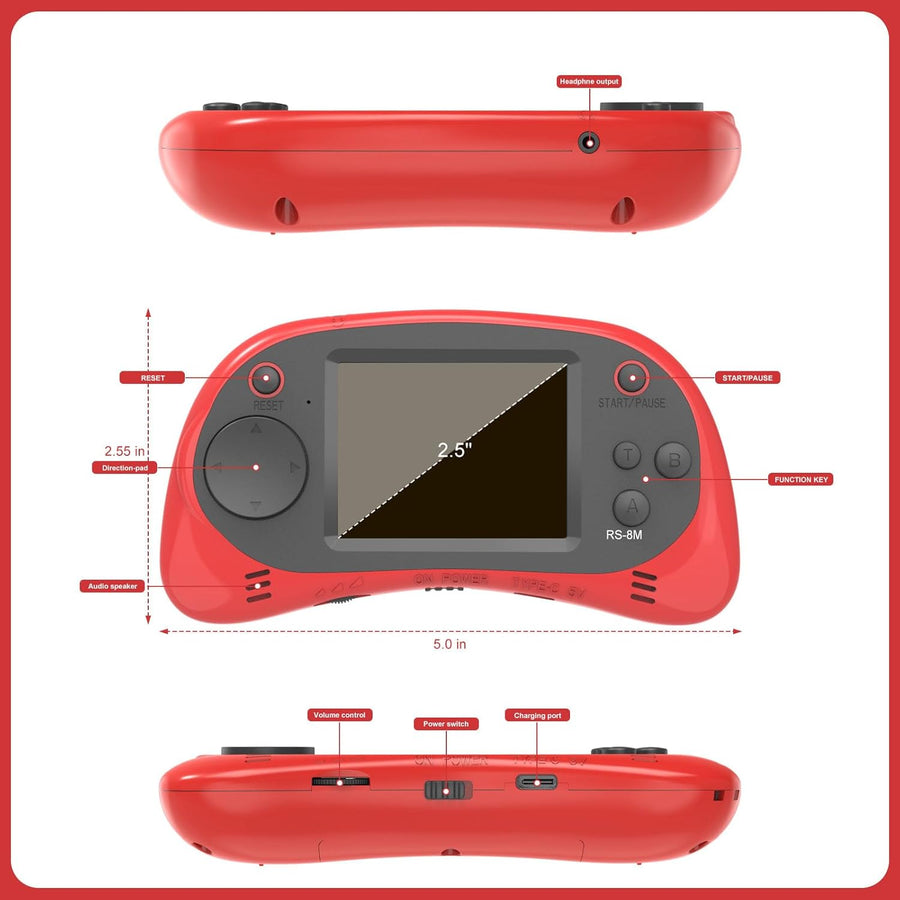 Juegos de mano para niños, videojuego retro de 16 bits con 220 jueg...