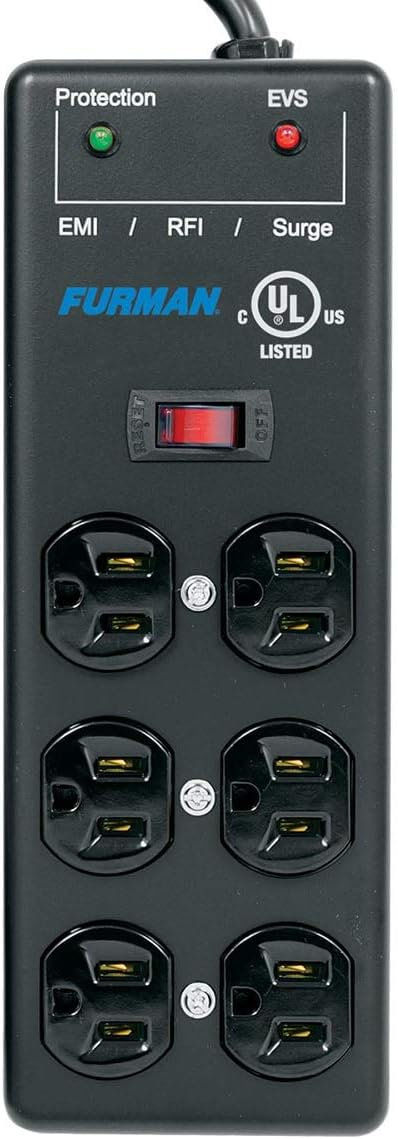 Furman SS-6B-PRO - Protector de sobretensiones de 6 tomas con EVS, 15 A