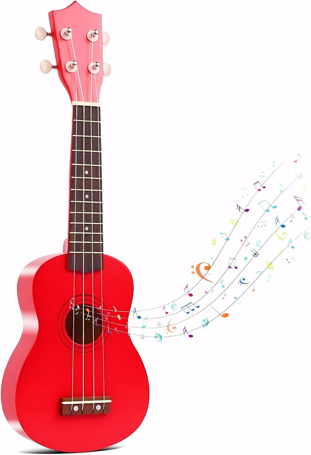 Instrumento musical de guitarra acústica de madera de 21 pulgadas para principiantes (rojo)