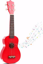 Instrumento musical de guitarra acústica de madera de 21 pulgadas para principiantes (rojo)