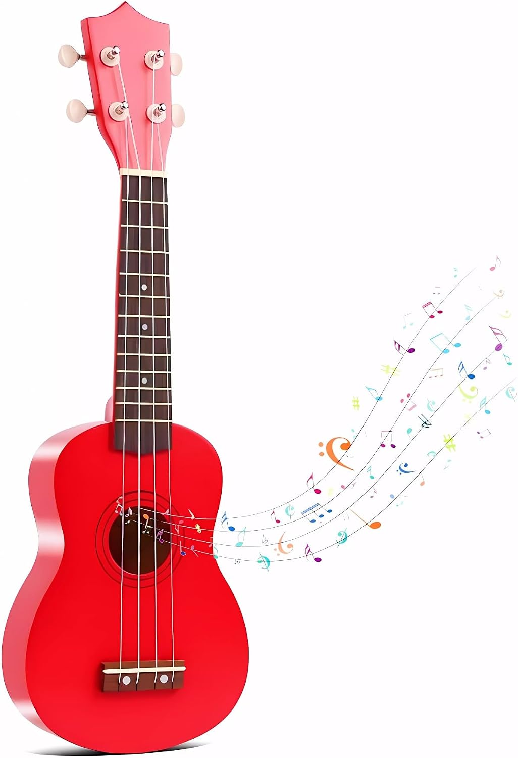 Instrumento musical de guitarra acústica de madera de 21 pulgadas para principiantes (rojo)