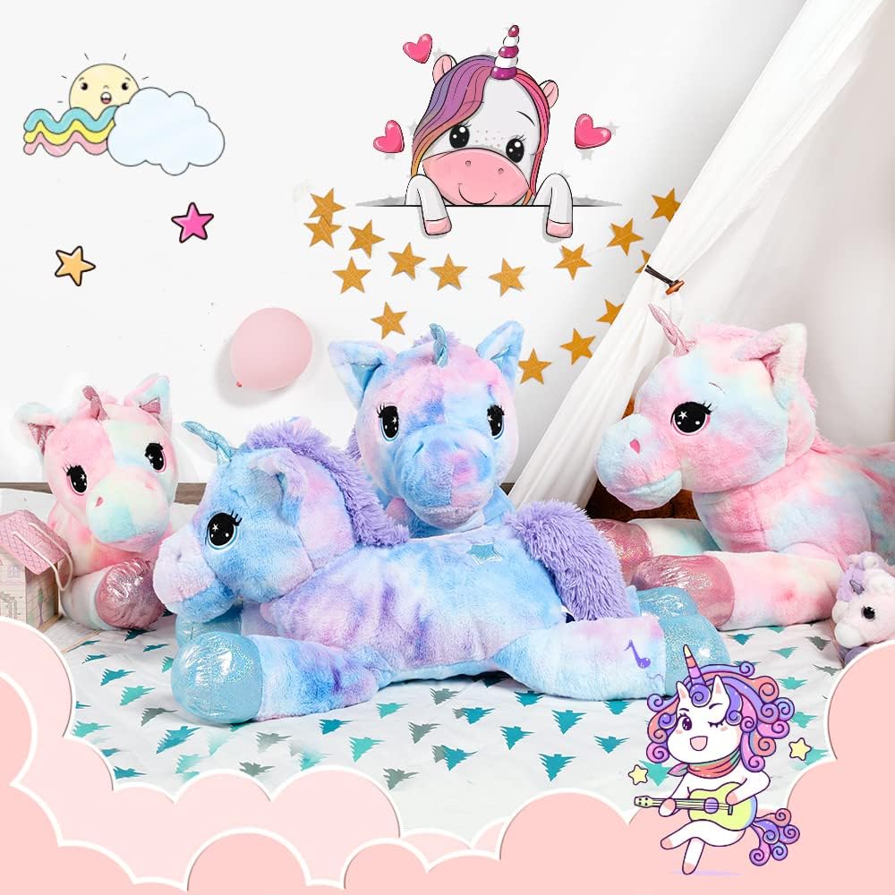 Muiteiur Peluche de unicornio rosa de 31.6 pulgadas, unicornio de peluche