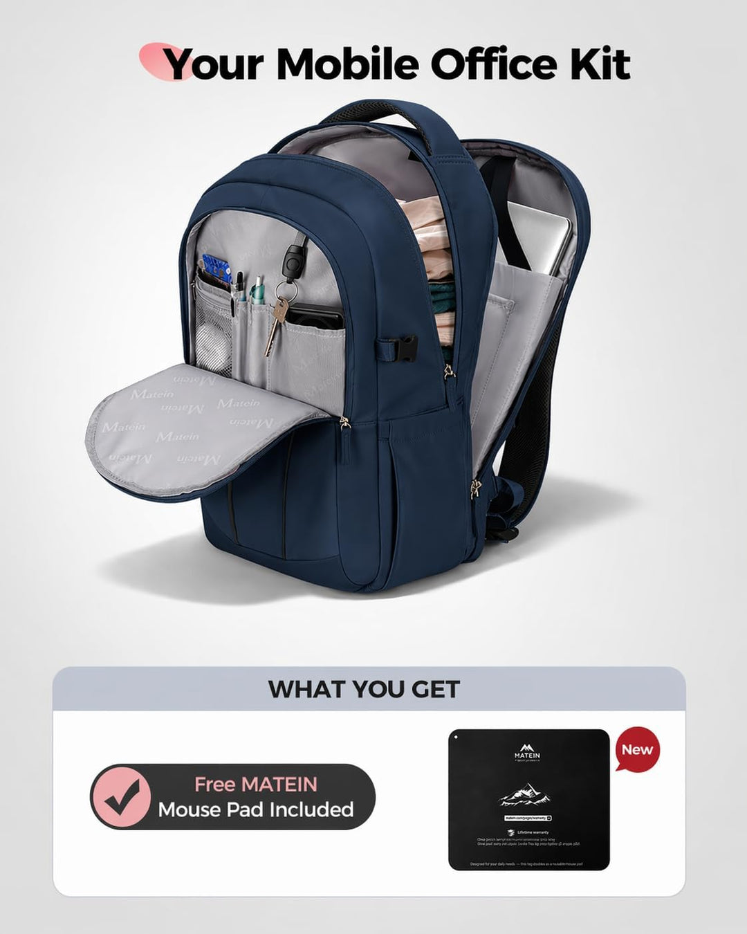 MATEIN HER Mochila de trabajo para laptop con compartimento para al...