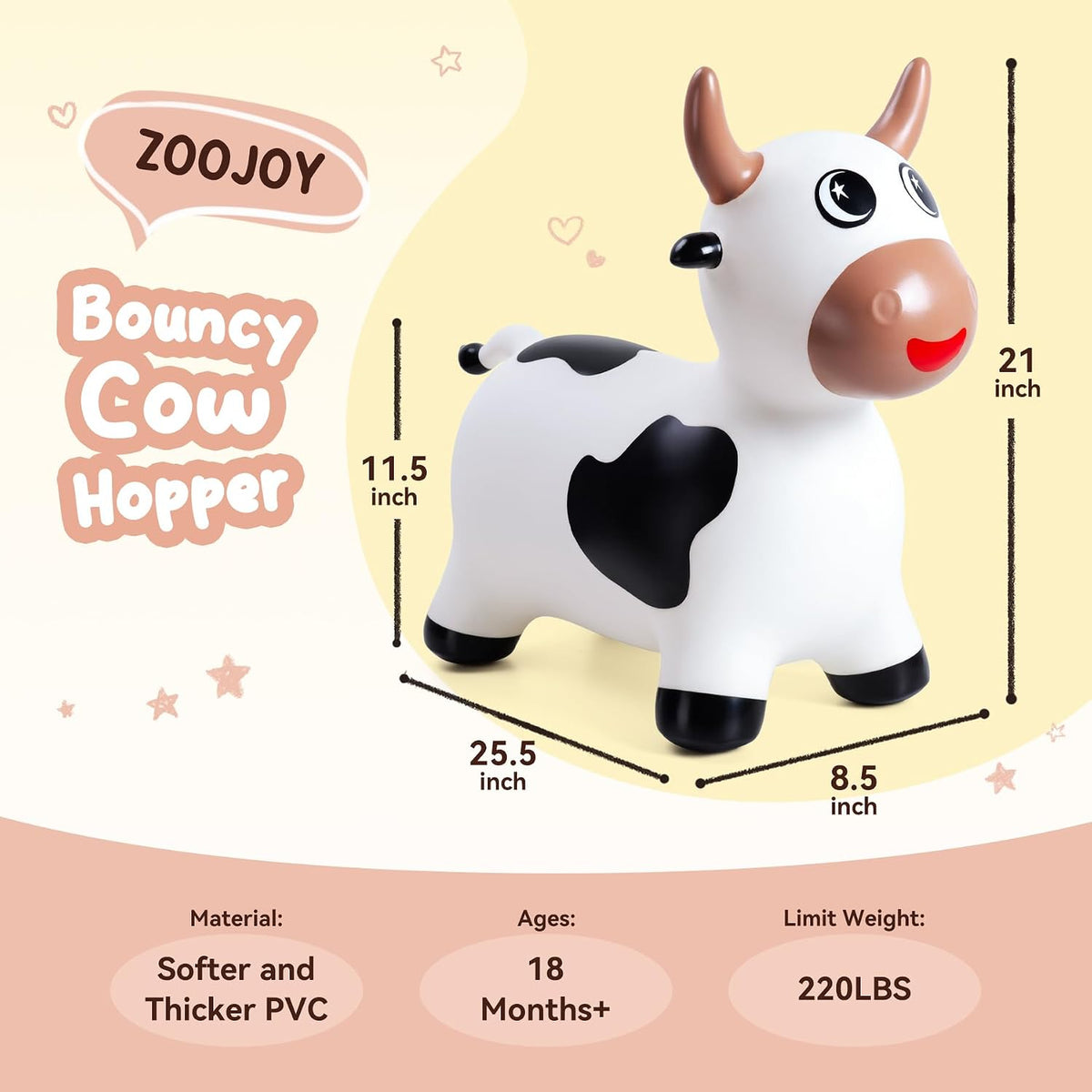 Cow Bouncy Animal Hopper | Caballo Saltarín para Niños Pequeños de 18M+