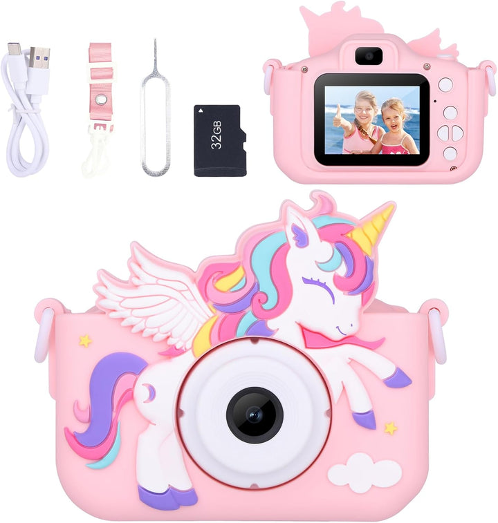 Envyvip Cámara de juguete de unicornio para niñas de 3 a 8 años, cá...