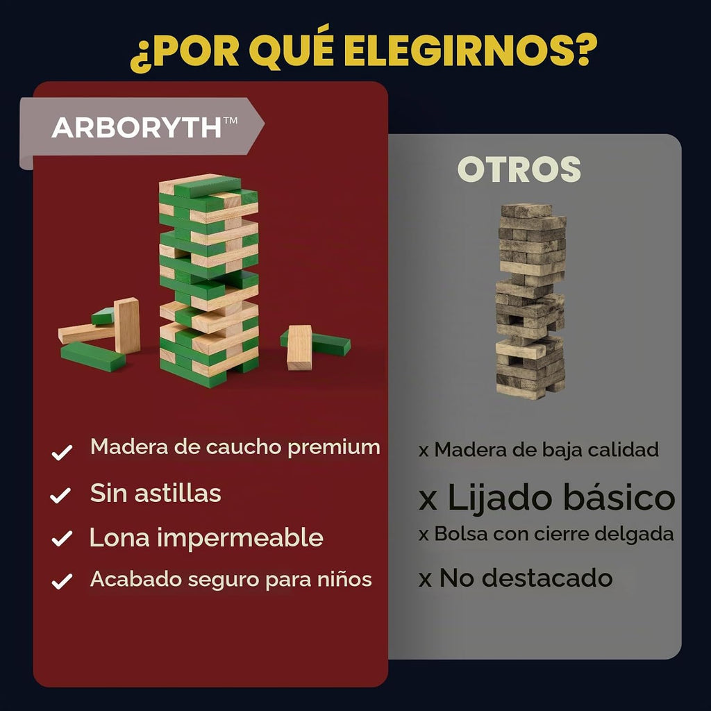Juego de torre de apilamiento de madera, verde natural, 1.3 pies