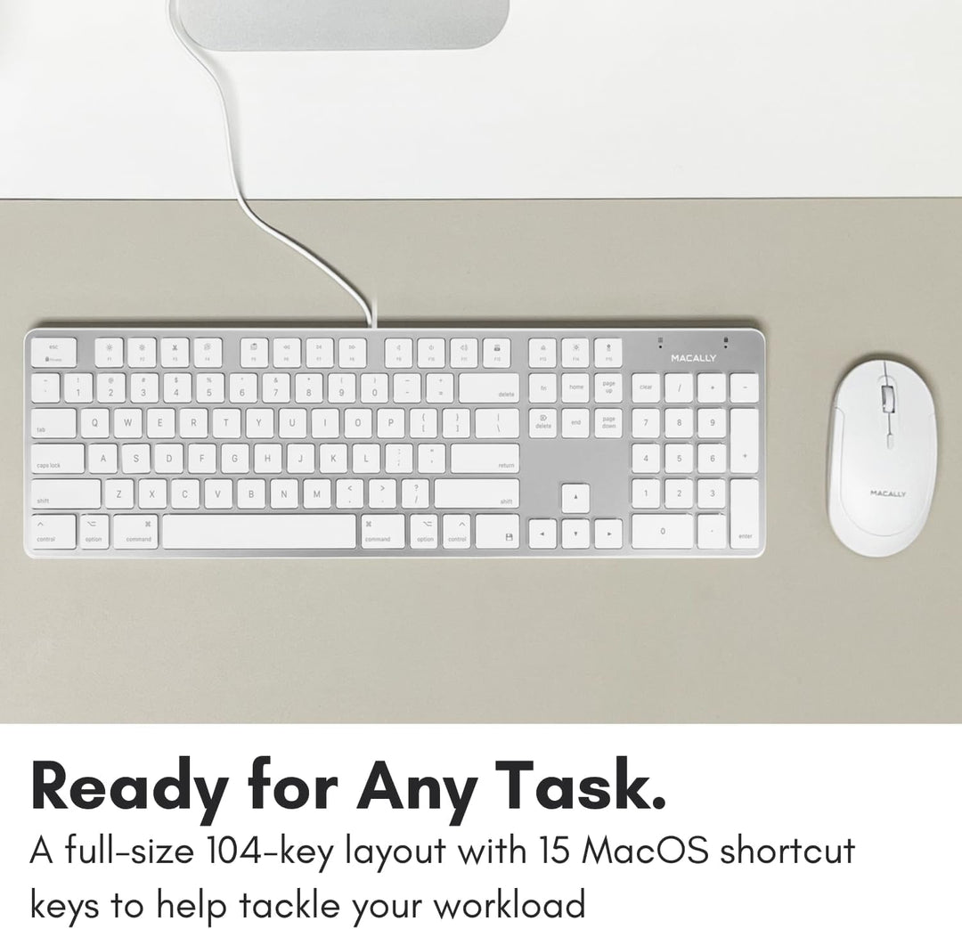 Macally Teclado USB ultradelgado con cable con teclado numérico par...