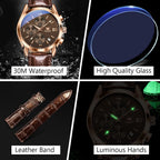 OLEVS Relojes Casuales de Cuero para Hombres con Esfera Grande Cronógrafo