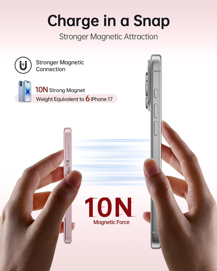 iWALK Cargador Portátil Magnético 5000mAh, Rosa