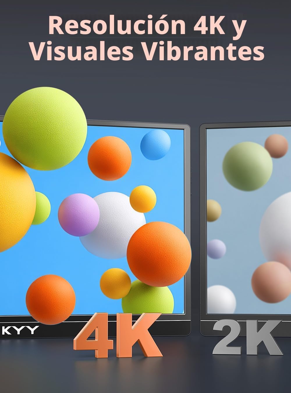 KYY Monitor portátil 4K de 15.6" Monitor portátil para portátil...