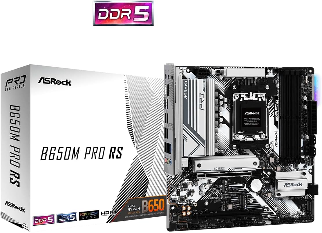 Asrock B650M Pro RS AMD Socket AM5 Ryzen 7000\/8000\/9000 Series DD...
