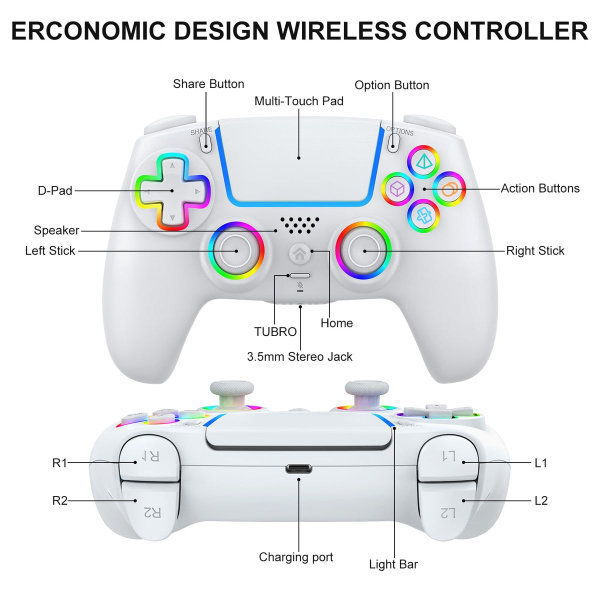 Control inalámbrico BUERTT compatible con PS5