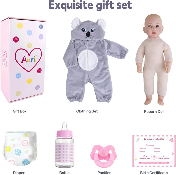Aori Muñecas de bebé de 17 pulgadas, muñeca de bebé de la vida real...