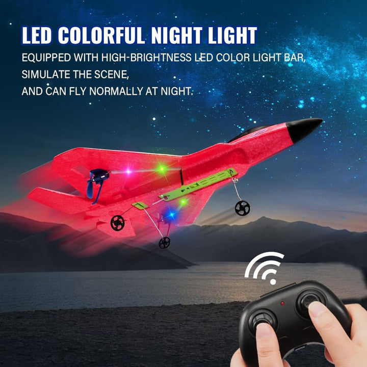 Avión RC Rojo F-22 Raptor para Niños, Vehículo de Juguete RC Mejora...