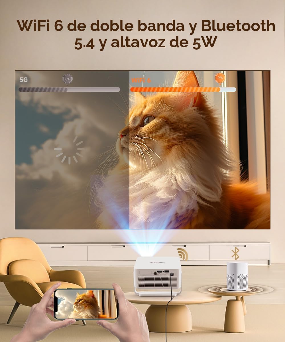 Miniproyector inteligente 2026 compatible con 4K y 8K, portátil con...