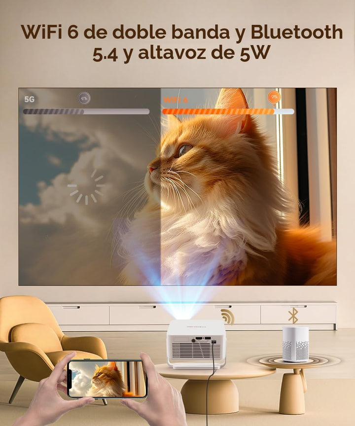 Miniproyector inteligente 2026 compatible con 4K y 8K, portátil con...