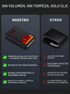 Cartera para hombre, delgada y minimalista con clip para dinero y ventana de identificación, bloqueo RFID, soporte para tarjetas de crédito emergente, billetera inteligente de aluminio para