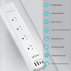 BN LINK tira de alimentación inteligente, protector contra sobrecargas con 4 tomas inteligentes controladas individualmente, 4 USB (incl. USB-C de 20W), compatible con Alexa y Google Home