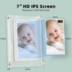 Frameo 7INCH WiFi Acrílico Marco Digital de Fotos, Pantalla IPS 1024 * 600, 32GB de Memoria Incorporada, Rotación Automática, Comparte Tu Amor En Cualquier Momento y Lugar