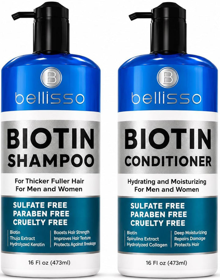 BELLISSO - Set de champú y acondicionador con biotina, tratamiento...