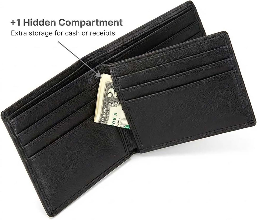 Billetera de cuero para hombre con 10 ranuras RFID de bloqueo, S
