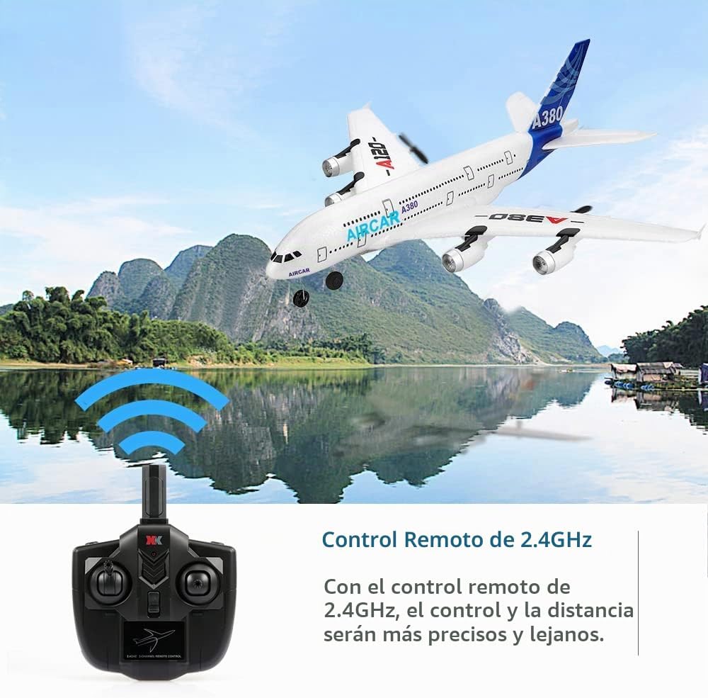 GoolRC RC Avión, WLtoys XK A120 A380 Avión modelo, Control remoto 3CH 2.4G Avión de ala fija EPP RTF Juguete para adultos