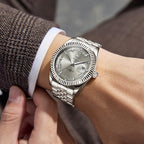 OLEVS Reloj Clásico para Hombre Diamante Analógico Lujo Acero Inoxidable a Dos Tonos Resistente al Agua con Fecha Luminous para Hombres