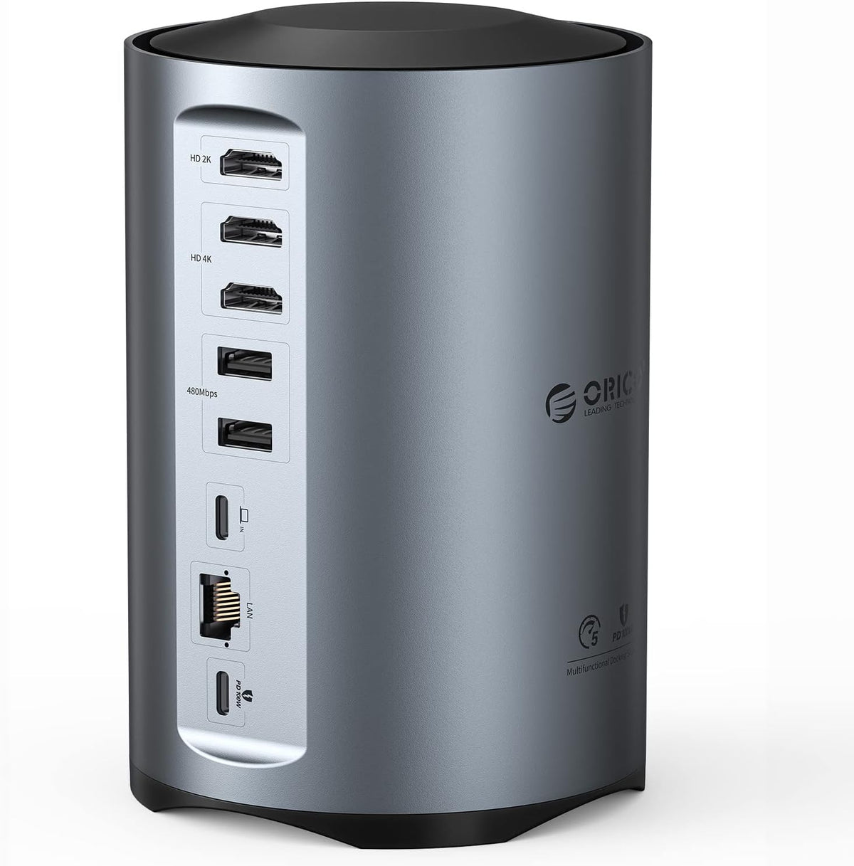 ORICO Estación de acoplamiento para monitor triple USB-C con 3 puertos HDMI, base USB C 15 en 1 para MacBook Pro M1/M2/Windows, 7 puertos USB, Ethernet, 100 W PD, lector de tarjetas SD/TF, audio de