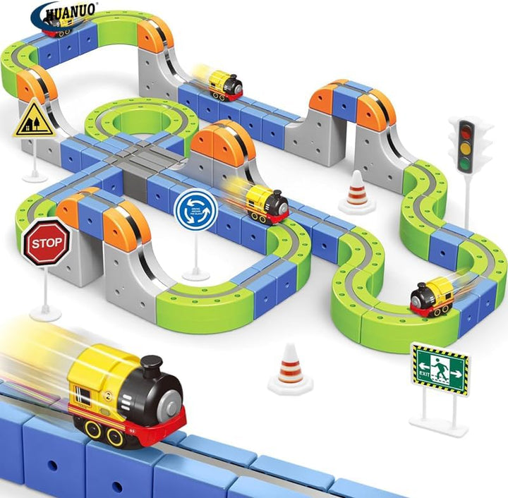 Juego de tren magnético de 101 piezas con tren eléctrico