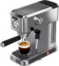 MEGAWISE Máquina de café expreso de 20 bares | Cafetera compacta de acero inoxidable con espumador de leche de vapor, tanque extraíble | Máquina de café con leche de capuchino para el hogar, color