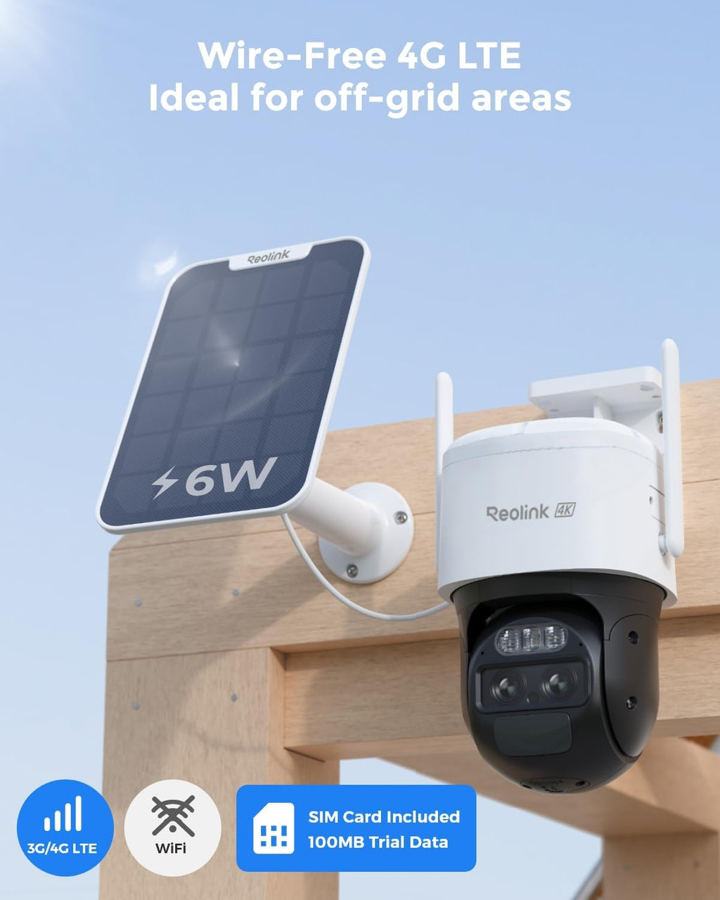 REOLINK Cámara de seguridad celular dual de la lente 4K al aire libre