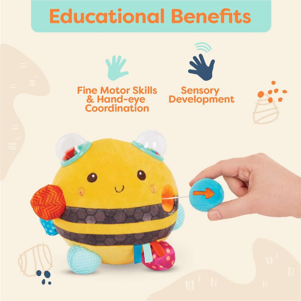 B. toys Fuzzy Buzzy Bee - Juguete sensorial de peluche para bebé, abeja