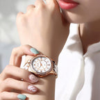 OLEVS Relojes de cerámica de lujo para mujer, reloj de oro rosa con diamantes brillantes para mujer, resistente al agua, analógico, de cuarzo, relojes para mujer