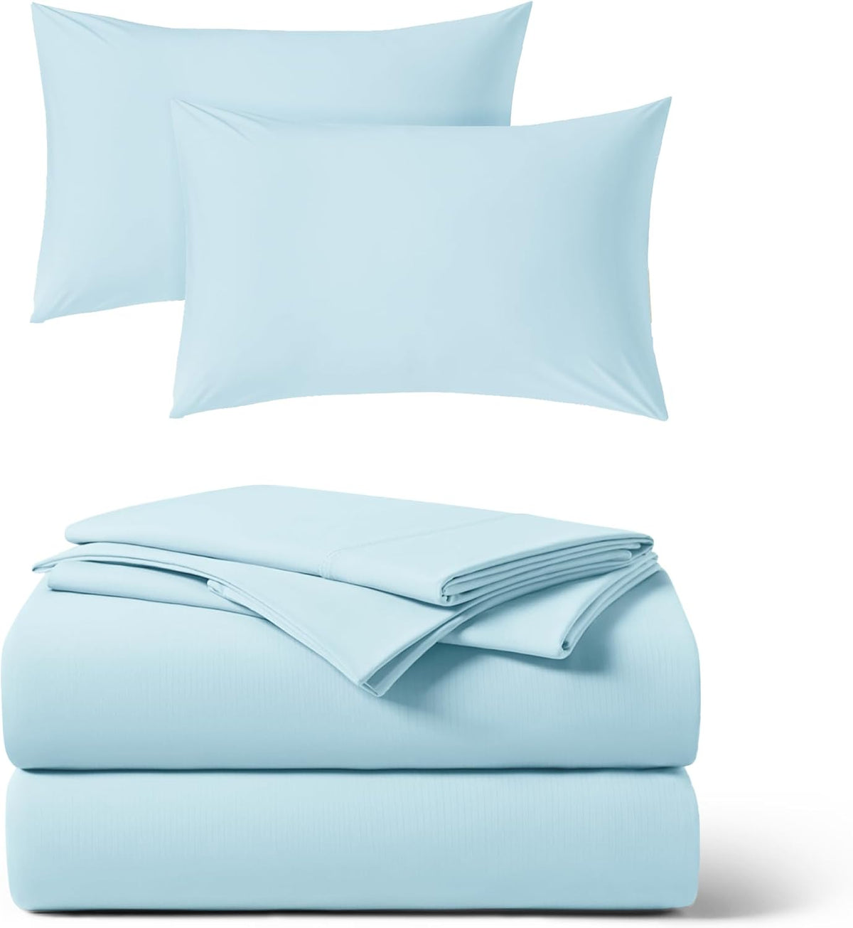 REST Compre 2 OBTENGA 30 por ciento de descuento: juego de sábanas de 3 piezas más fundas de almohada adicionales con un 30% de descuento, en azul claro, tamaño King