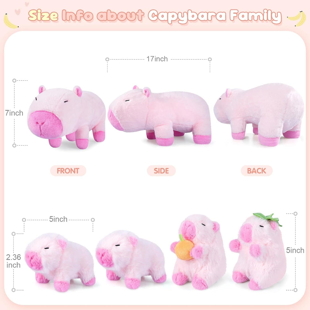 SuzziPals Peluche Capybara rosa 5 en 1 con bebés en el interior, ju...