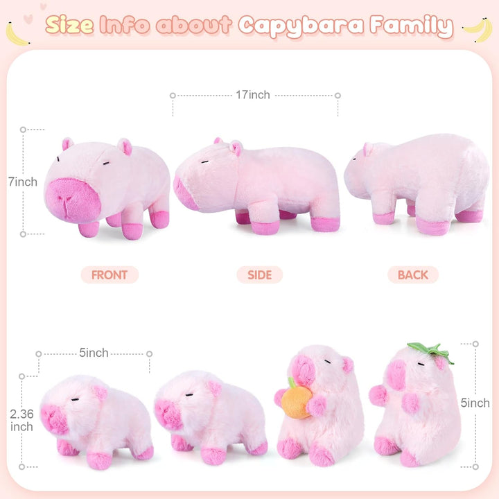 SuzziPals Peluche Capybara rosa 5 en 1 con bebés en el interior, ju...