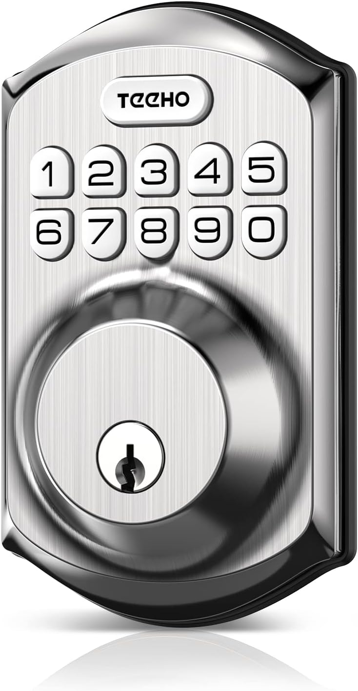 TEEHO TE001 Cerradura de puerta de entrada sin llave con teclado, c...