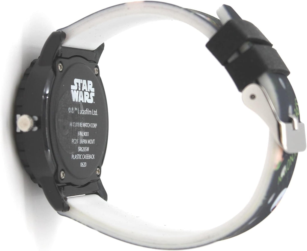 Accutime Star Wars Baby Yoda Reloj de pulsera analógico de cuarzo con cara pequeña, detalles verdes para niñas, niños de todas las edades (MNL9001AZ), Verde, Reloj de pulsera analógico
