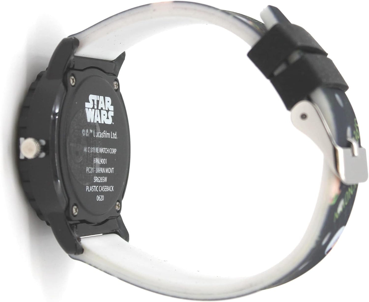 Accutime Star Wars Baby Yoda Reloj de pulsera analógico de cuarzo con cara pequeña, detalles verdes para niñas, niños de todas las edades (MNL9001AZ), Verde, Reloj de pulsera analógico