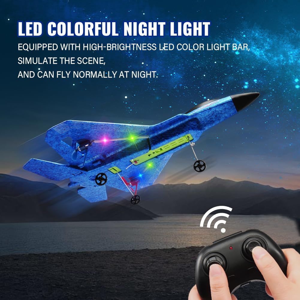 Avión RC azul para niños Upgrade F-22 Raptor Fighter RC Avión de co...