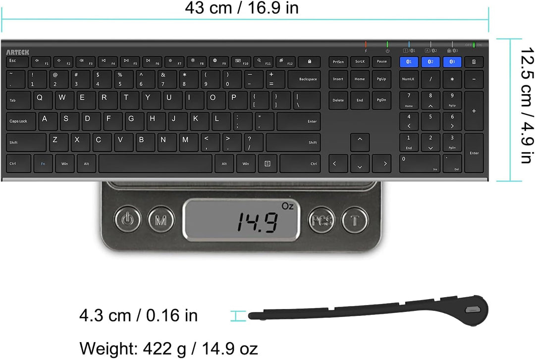 Arteck HB192 Teclado Bluetooth universal multidispositivo