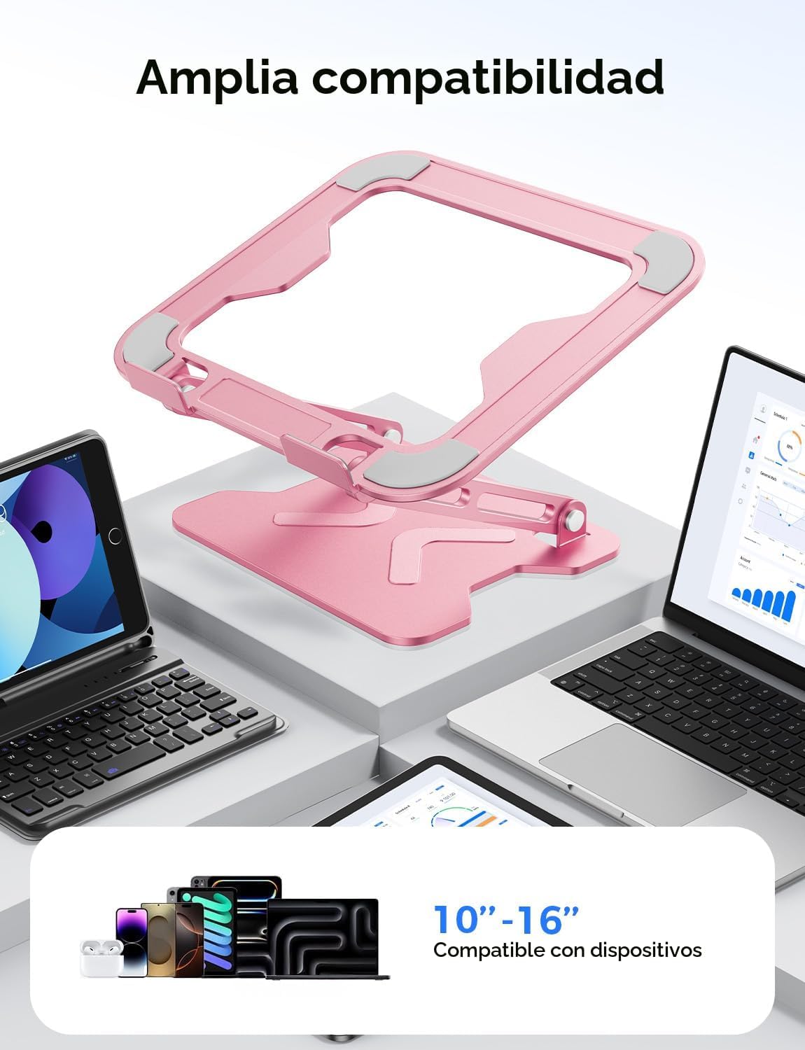 JCZT Soporte ajustable para laptop para escritorio, elevador plegab...