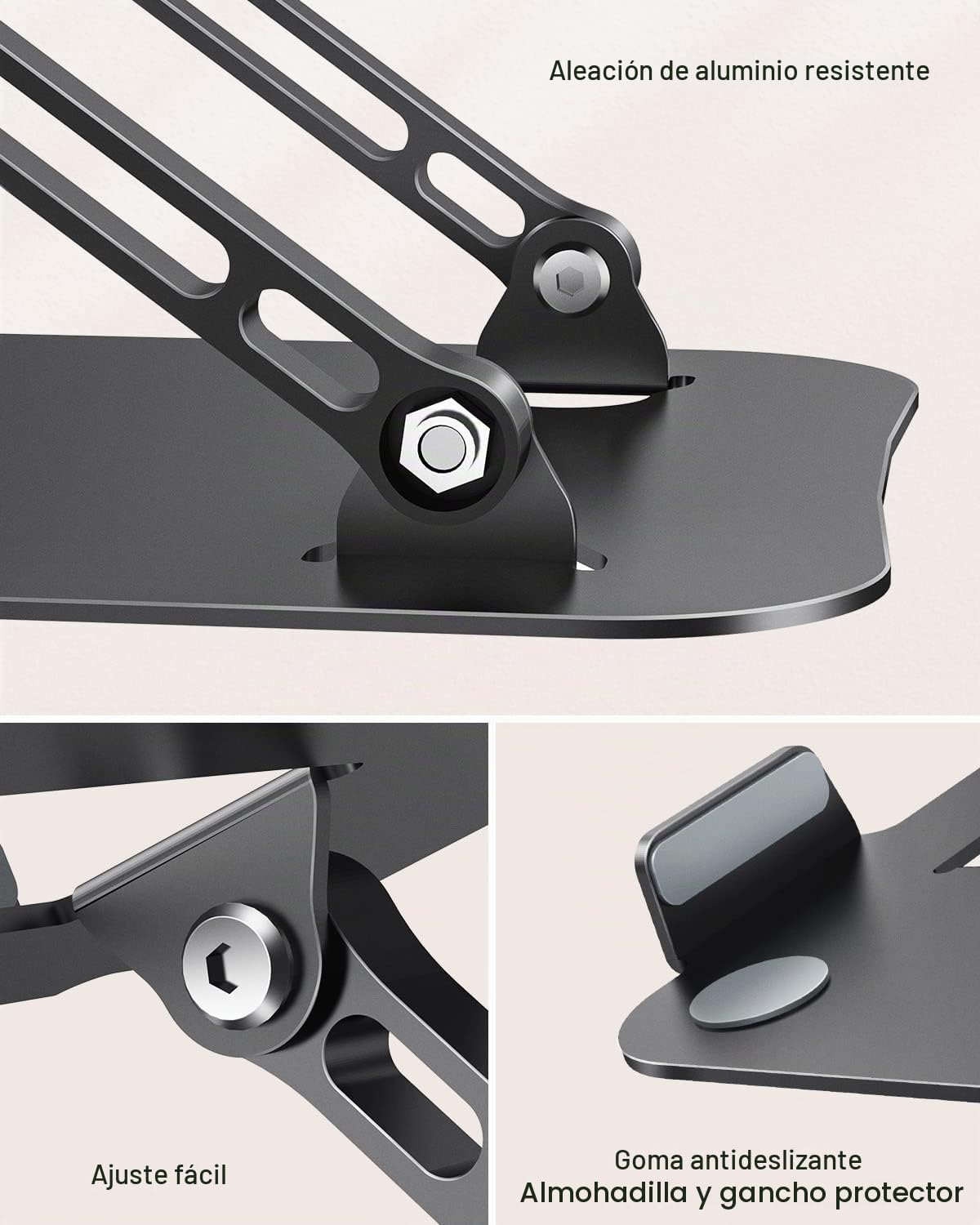 JOIOT Soporte ajustable de aluminio para portátil, elevador ergonóm...