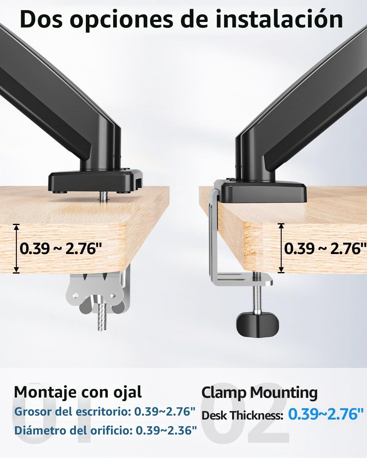 Soporte de escritorio con brazo de monitor doble para pantallas de máximo