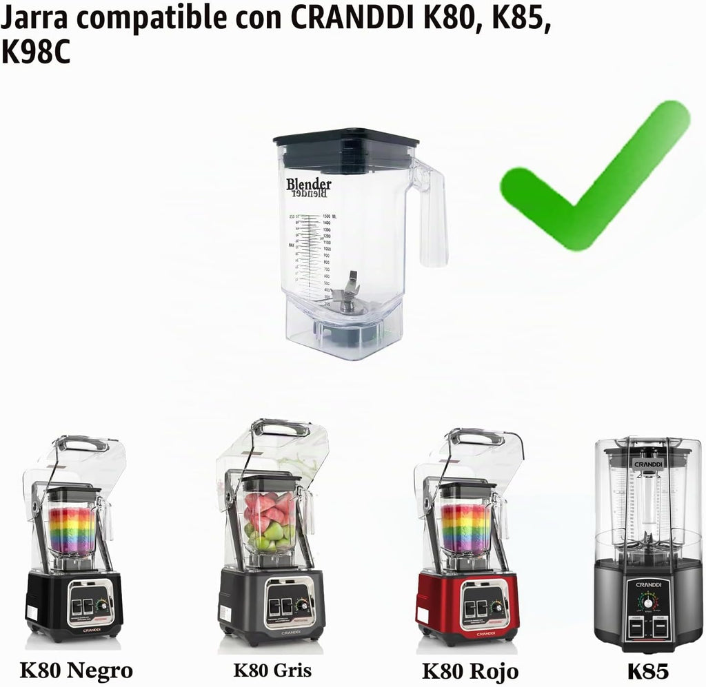 K80 Frasco de licuadora de repuesto, 52 oz para K80, K85, jarra de