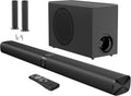 Barra de sonido con subwoofer, barra de sonido de 110 W para Smart TV, con graves profundos y aumento de volumen, Bluetooth/ARC/Opt/AUX, barra de sonido desmontable para TV/proyectores